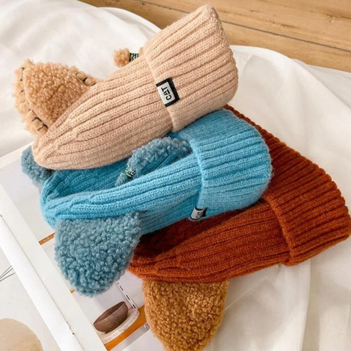 Ciepła zimowa czapka z uszami kota - PurrWarm-Beżowy-1-Trend Polska