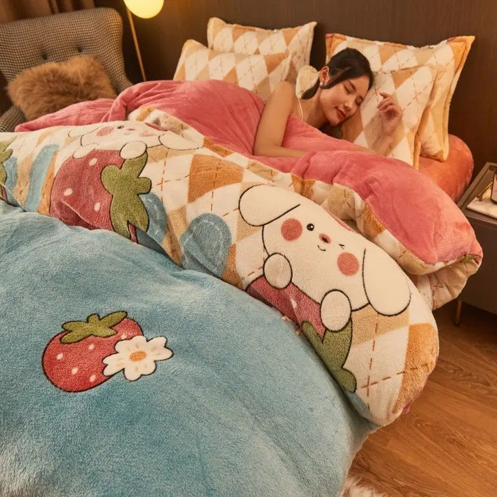 Ciepła zimowa pościel flanelowa - FluffNest-Szary-150x200cm-Trend Polska