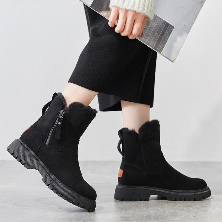 Ciepłe ocieplane damskie kozaki zimowe - Isabella Comfy Boot-Czarny-34-Trend Polska