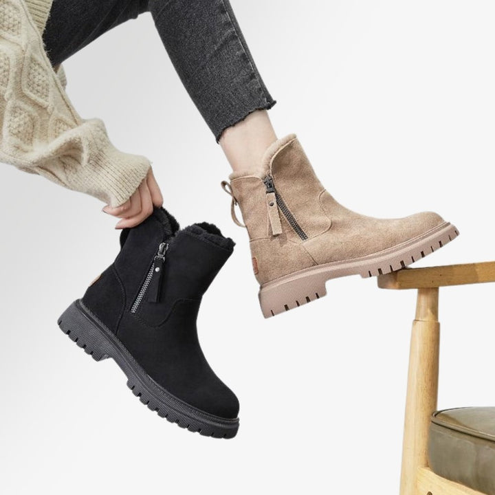Ciepłe ocieplane damskie kozaki zimowe - Isabella Comfy Boot-Czarny-34-Trend Polska
