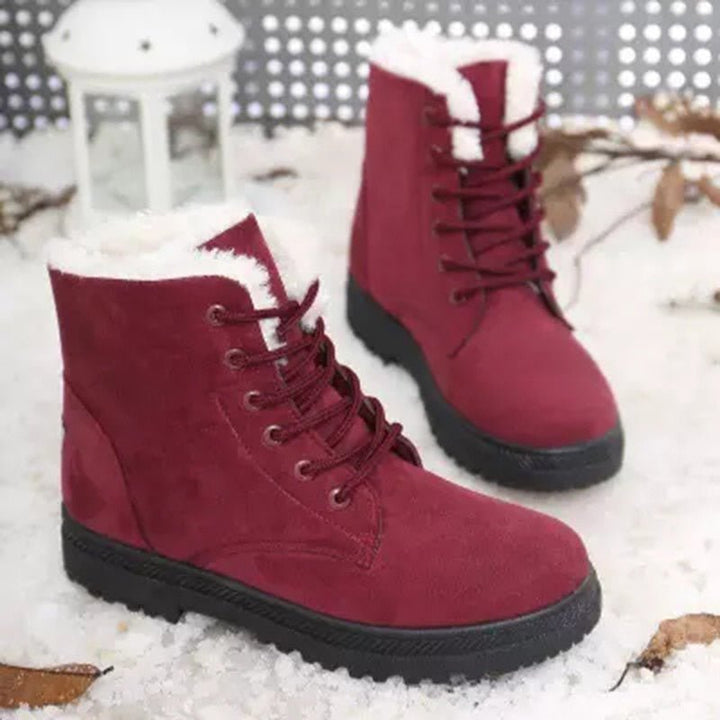 Ciepłe ocieplane damskie zimowe buty za kostkę z szyjkami - Eliza Fur Boot-Czarny-35-Trend Polska
