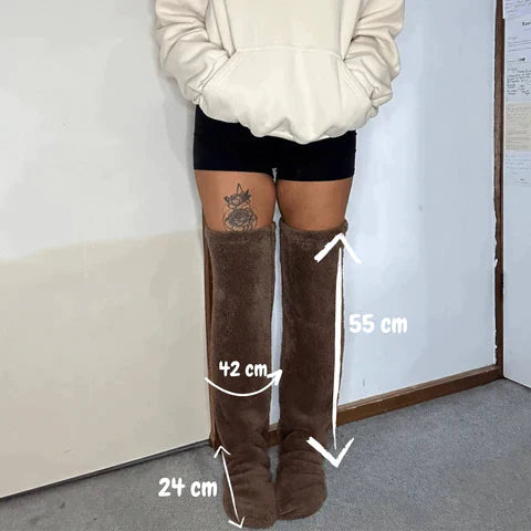 Ciepłe skarpetki polarowe na zimę - SnuggleFeet-Brązowy-Trend Polska