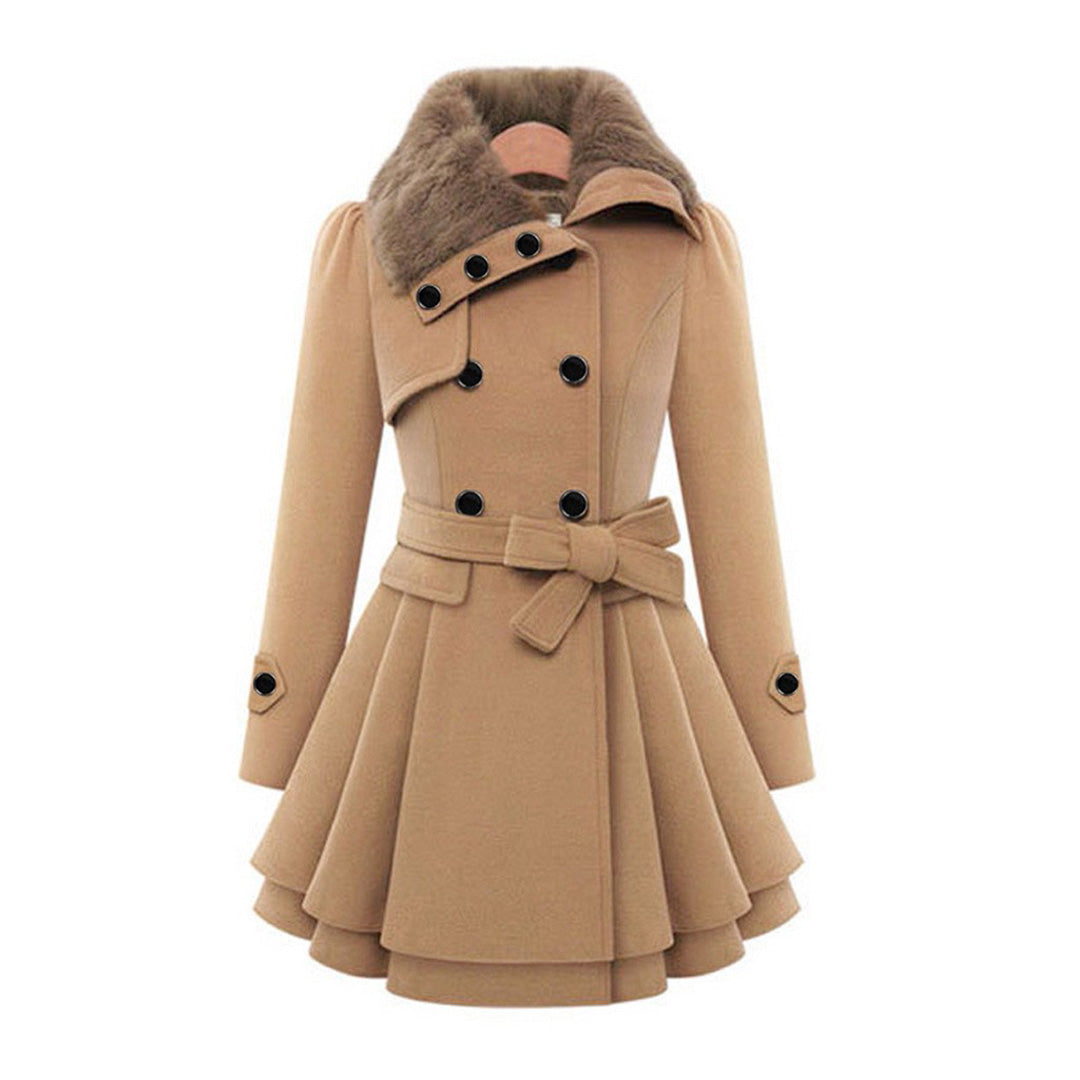 Ciepły i długi płaszcz zimowy dla kobiet - Vivienne-Khaki-S-Trend Polska