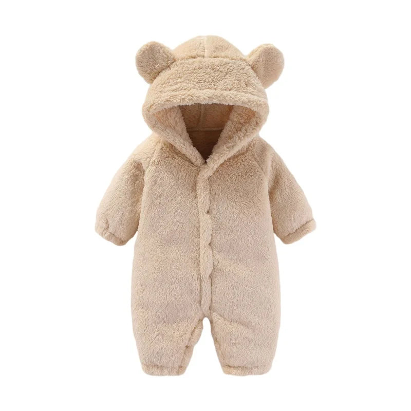 Ciepły kombinezon Teddy z uszami – Ostateczny komfort polarowy dla dzieci-Beżowy-0-3 miesięcy (59cm)-Trend Polska
