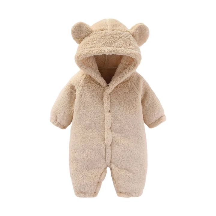 Ciepły kombinezon Teddy z uszami – Ostateczny komfort polarowy dla dzieci-Beżowy-0-3 miesięcy (59cm)-Trend Polska