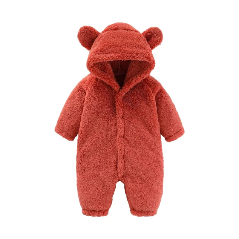 Ciepły kombinezon Teddy z uszami – Ostateczny komfort polarowy dla dzieci-Czerwony-0-3 miesięcy (59cm)-Trend Polska