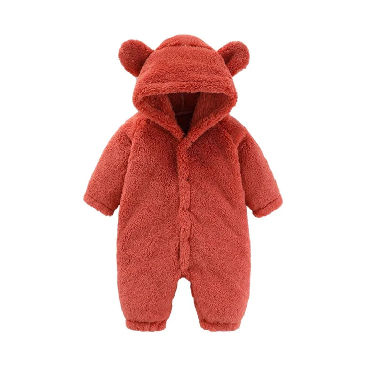 Ciepły kombinezon Teddy z uszami – Ostateczny komfort polarowy dla dzieci-Czerwony-0-3 miesięcy (59cm)-Trend Polska