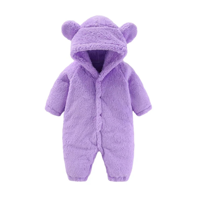 Ciepły kombinezon Teddy z uszami – Ostateczny komfort polarowy dla dzieci-Fioletowy-0-3 miesięcy (59cm)-Trend Polska