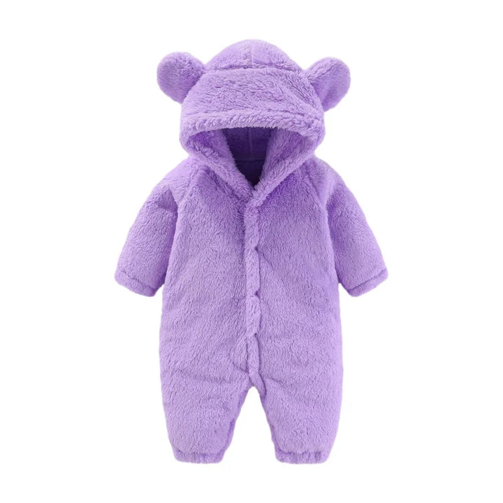 Ciepły kombinezon Teddy z uszami – Ostateczny komfort polarowy dla dzieci-Fioletowy-0-3 miesięcy (59cm)-Trend Polska