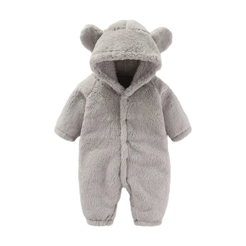 Ciepły kombinezon Teddy z uszami – Ostateczny komfort polarowy dla dzieci-Szary-0-3 miesięcy (59cm)-Trend Polska