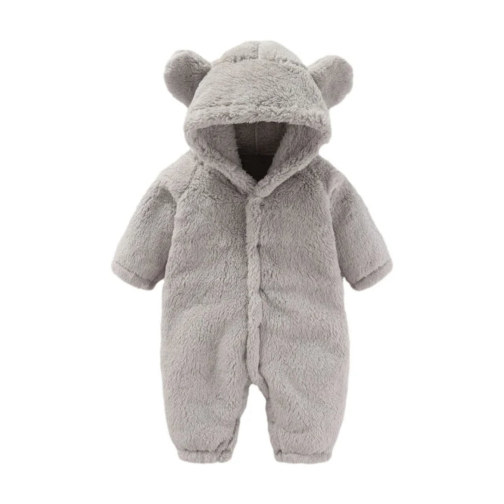 Ciepły kombinezon Teddy z uszami – Ostateczny komfort polarowy dla dzieci-Szary-0-3 miesięcy (59cm)-Trend Polska