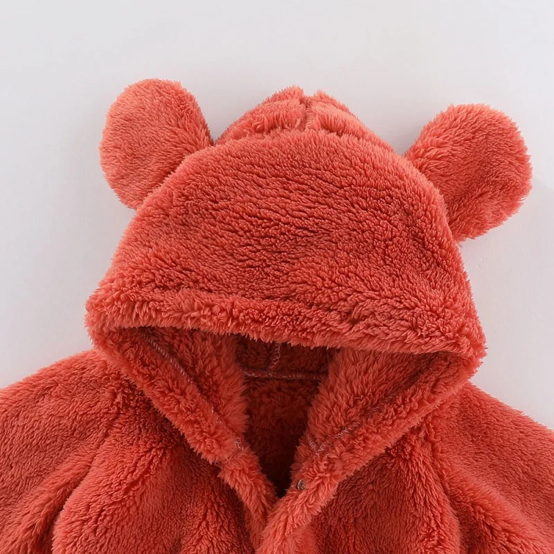 Ciepły kombinezon Teddy z uszami – Ostateczny komfort polarowy dla dzieci-Czerwony-0-3 miesięcy (59cm)-Trend Polska