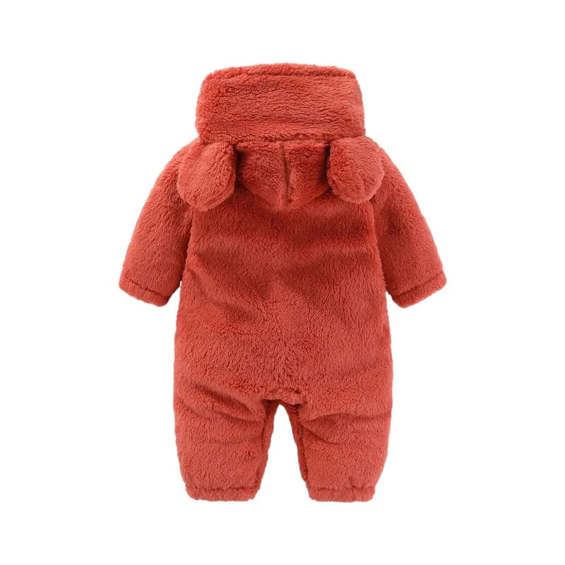 Ciepły kombinezon Teddy z uszami – Ostateczny komfort polarowy dla dzieci-Czerwony-0-3 miesięcy (59cm)-Trend Polska