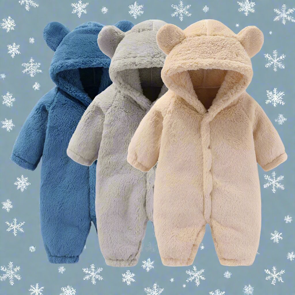 Ciepły kombinezon Teddy z uszami – Ostateczny komfort polarowy dla dzieci-Czerwony-0-3 miesięcy (59cm)-Trend Polska