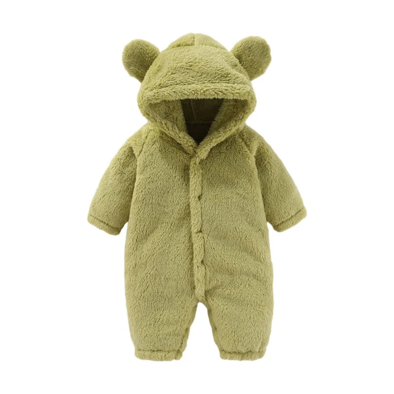 Ciepły kombinezon Teddy z uszami – Ostateczny komfort polarowy dla dzieci-Zielony-0-3 miesięcy (59cm)-Trend Polska
