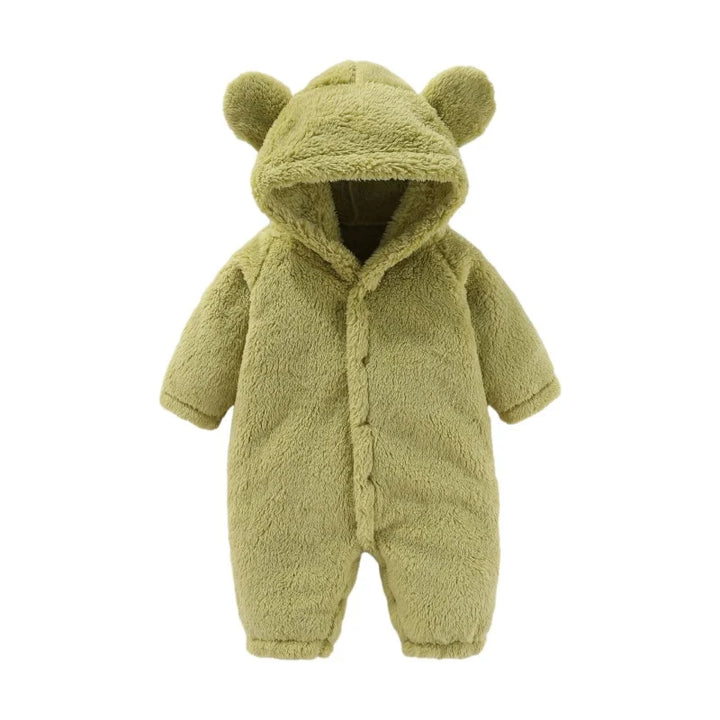 Ciepły kombinezon Teddy z uszami – Ostateczny komfort polarowy dla dzieci-Zielony-0-3 miesięcy (59cm)-Trend Polska