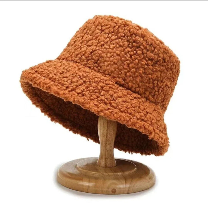 Ciepły Modny Kapelusz Teddy Bucket - Livia-Brązowy-Trend Polska