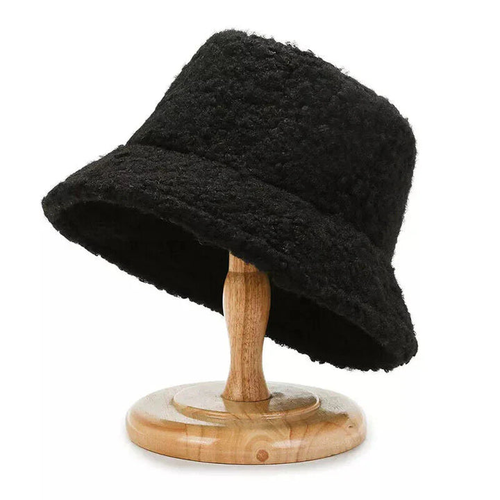 Ciepły Modny Kapelusz Teddy Bucket - Livia-Czarny-Trend Polska