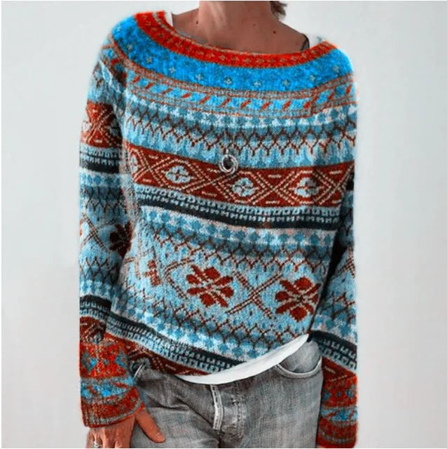 Ciepły sweter damski z eleganckimi detalami - Nova-Niebieskie kolory-S-Trend Polska