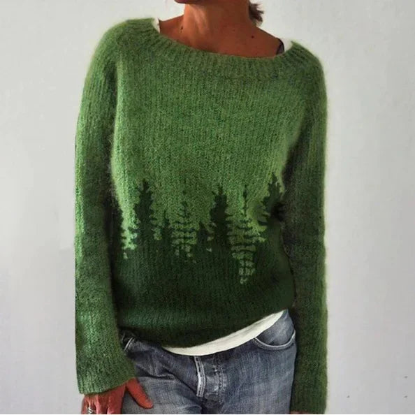 Ciepły sweter damski z eleganckimi detalami - Nova-Zielony-S-Trend Polska