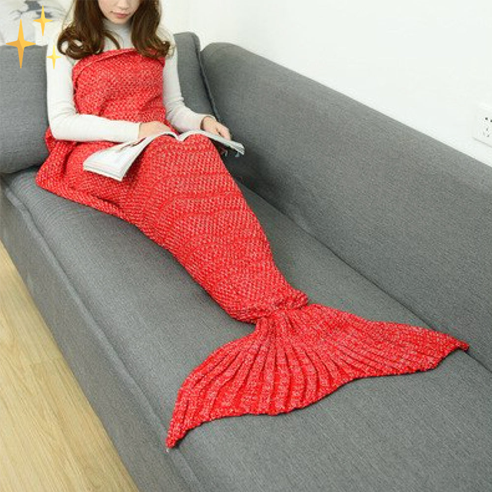 Ciepły Szydełkowany Ogon Syreny - MermaidDreams-Czerwony-Trend Polska