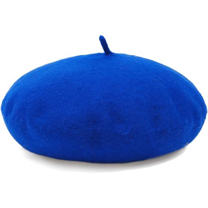 Beret w intensywnym niebieskim kolorze z ogonkiem na górze, ujęcie z boku 5