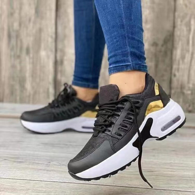 CloudStride Air | Casual Sneakers z Wytłumionym Obcasem dla Dziewczyn-Czarny-36-Trend Polska