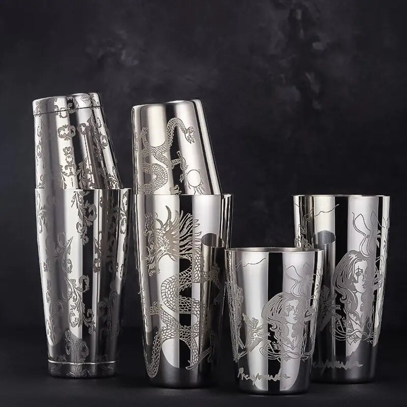 Cocktail shaker grawerowany – Mixaro-Chiński smok-Trend Polska