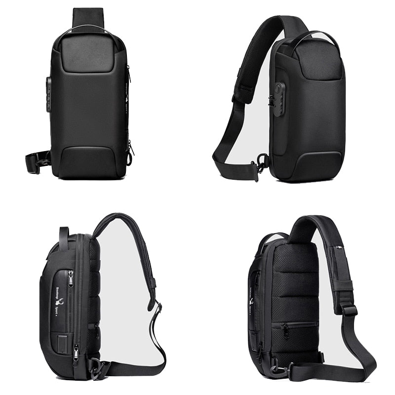 Kompaktowa wodoodporna torba crossbody dla mężczyzn - przeciwwłamaniowa z ładowaniem USB