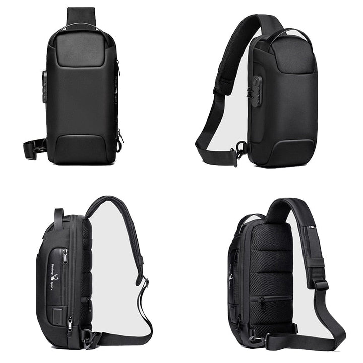 Kompaktowa wodoodporna torba crossbody dla mężczyzn - przeciwwłamaniowa z ładowaniem USB