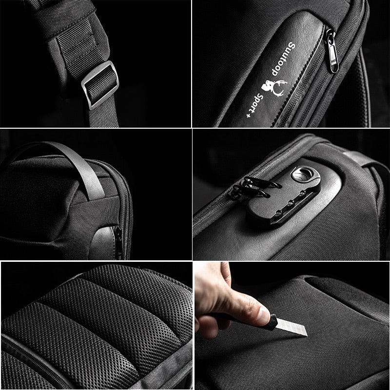 Kompaktowa wodoodporna torba crossbody dla mężczyzn - przeciwwłamaniowa z ładowaniem USB