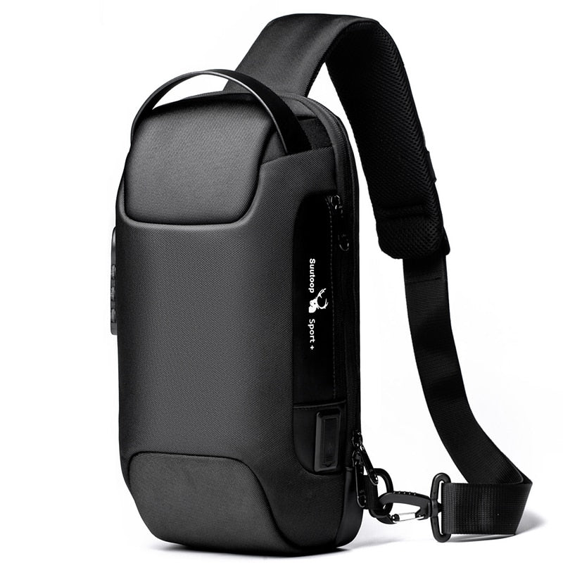 Kompaktowa wodoodporna torba crossbody dla mężczyzn - przeciwwłamaniowa z ładowaniem USB