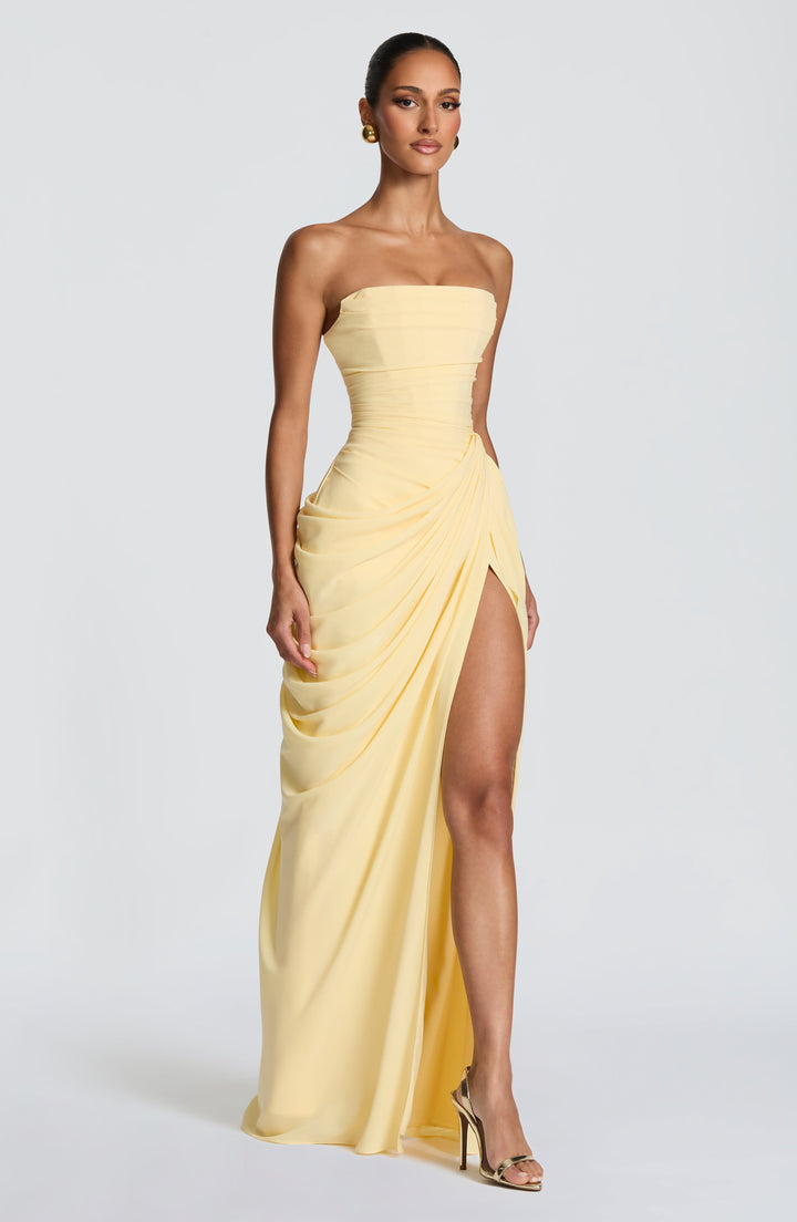 Lois Strapless Corset Maxi Dress with High Slit 3