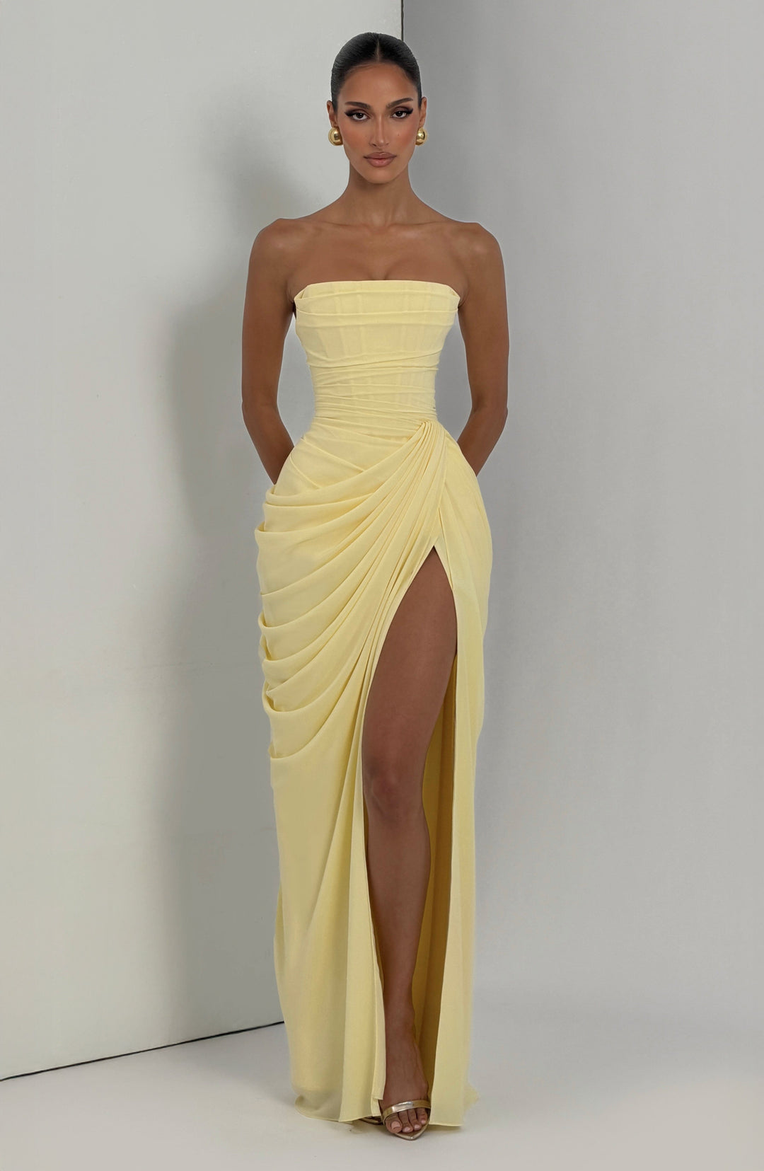 Lois Strapless Corset Maxi Dress with High Slit 6