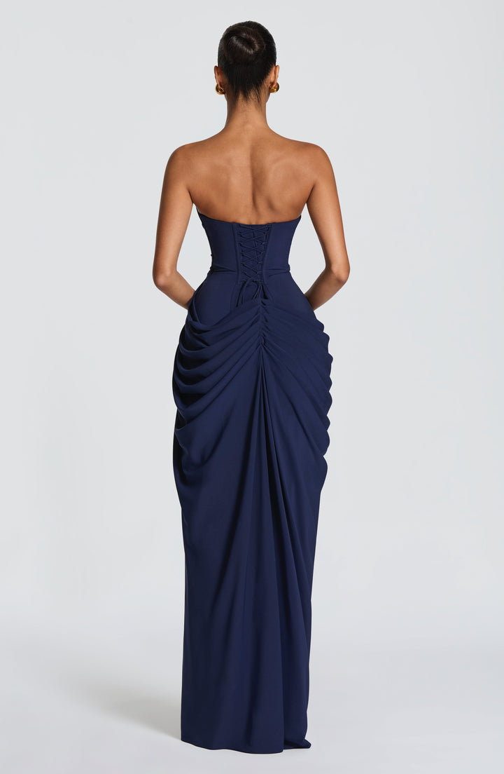 Lois Strapless Corset Maxi Dress with High Slit 16