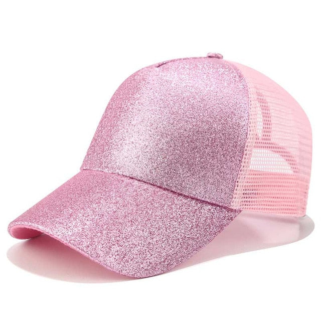 Czapka z kucykiem z dodatkowym otworem – SkyShield-Rosa Glitzer-Trend Polska