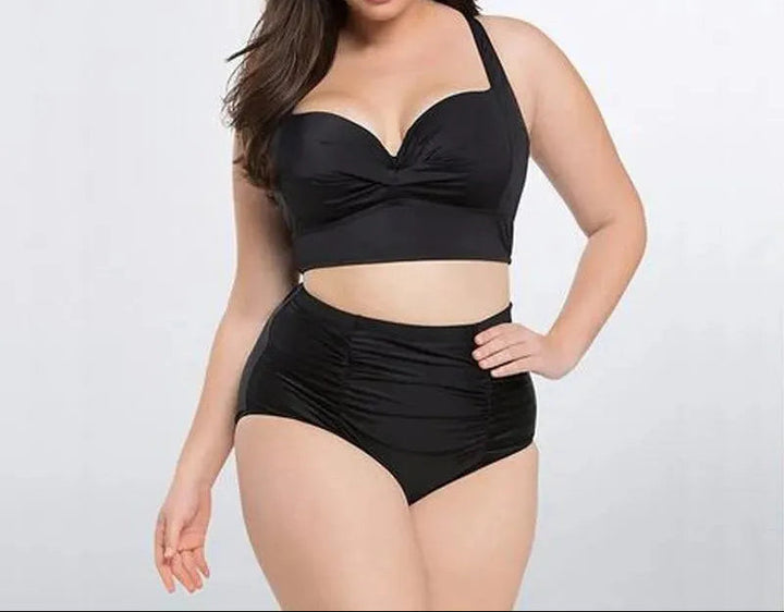 Czarny zestaw bikini z topem halter i wysokim stanem – Alina-S-Trend Polska