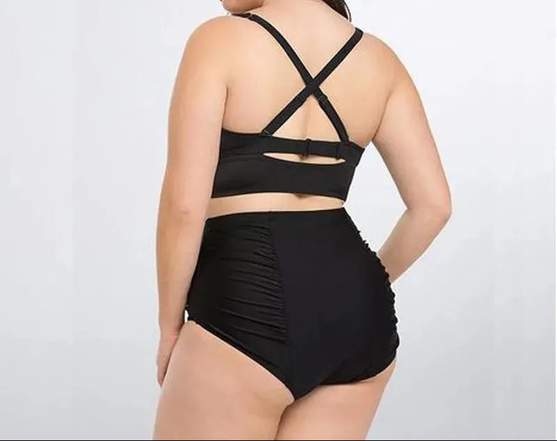Czarny zestaw bikini z topem halter i wysokim stanem – Alina-S-Trend Polska