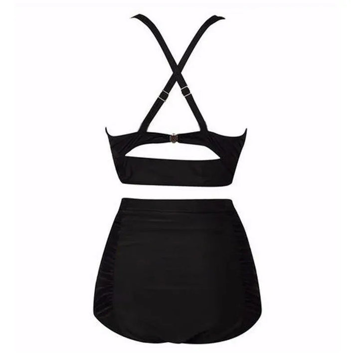 Czarny zestaw bikini z topem halter i wysokim stanem – Alina-S-Trend Polska