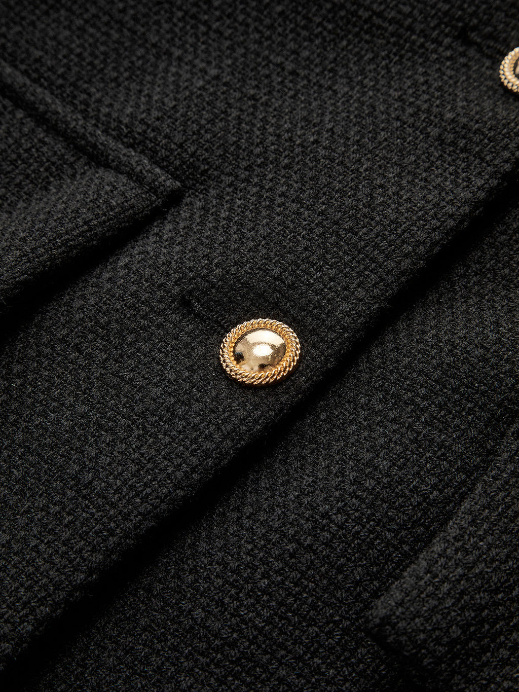 Czarny Złoty Guzik Tweed Żakiet - Camille-XS-Trend Polska
