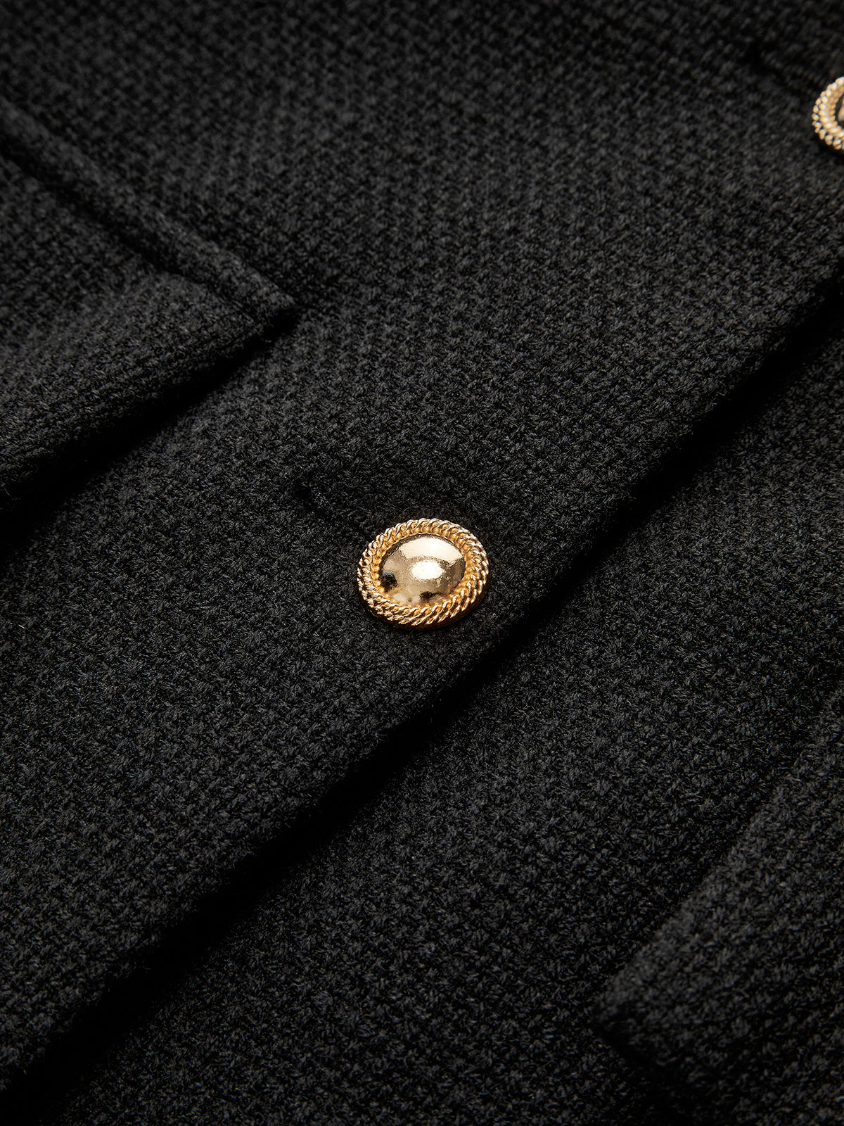 Czarny Złoty Guzik Tweed Żakiet - Camille-XS-Trend Polska