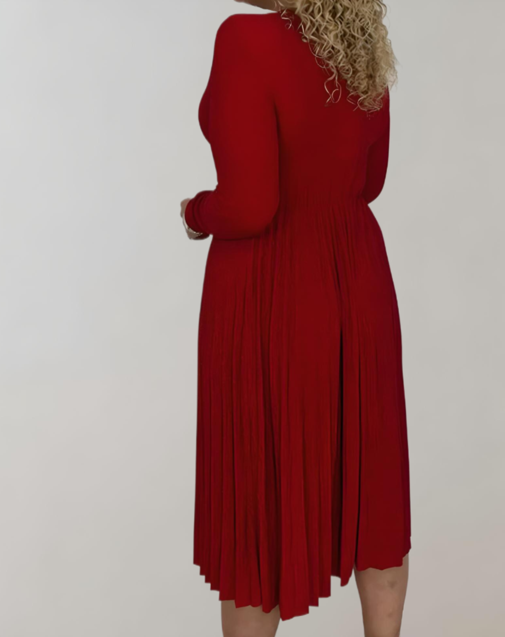 Czerwona midi-sukienka z wysokim stanem - Selena-S-Trend Polska