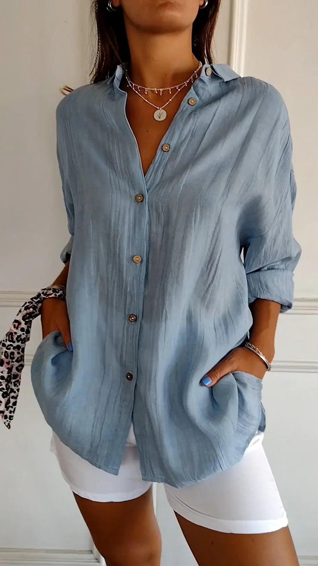 Damska bluzka lekka - Elodie-Niebieski-S-Trend Polska