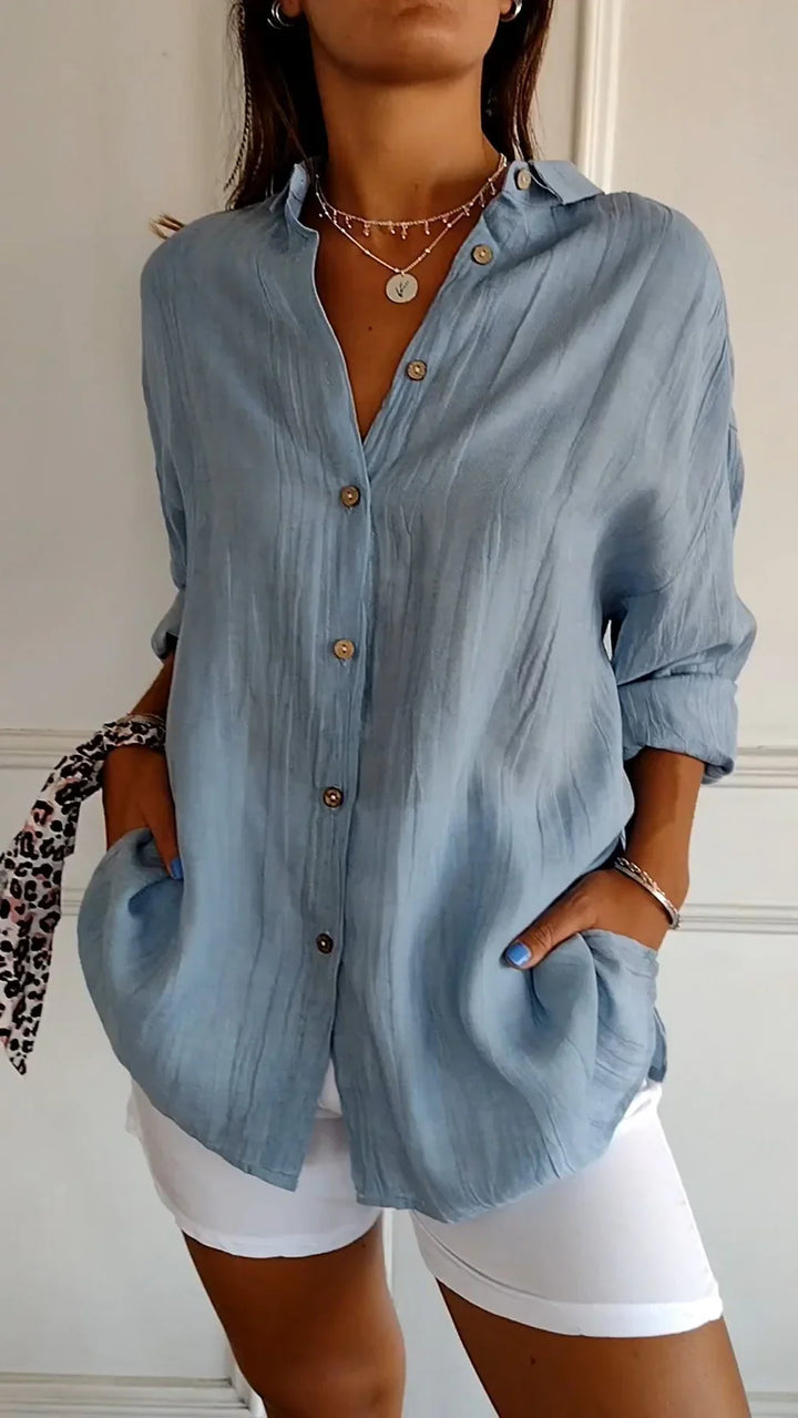 Damska bluzka lekka - Elodie-Niebieski-S-Trend Polska
