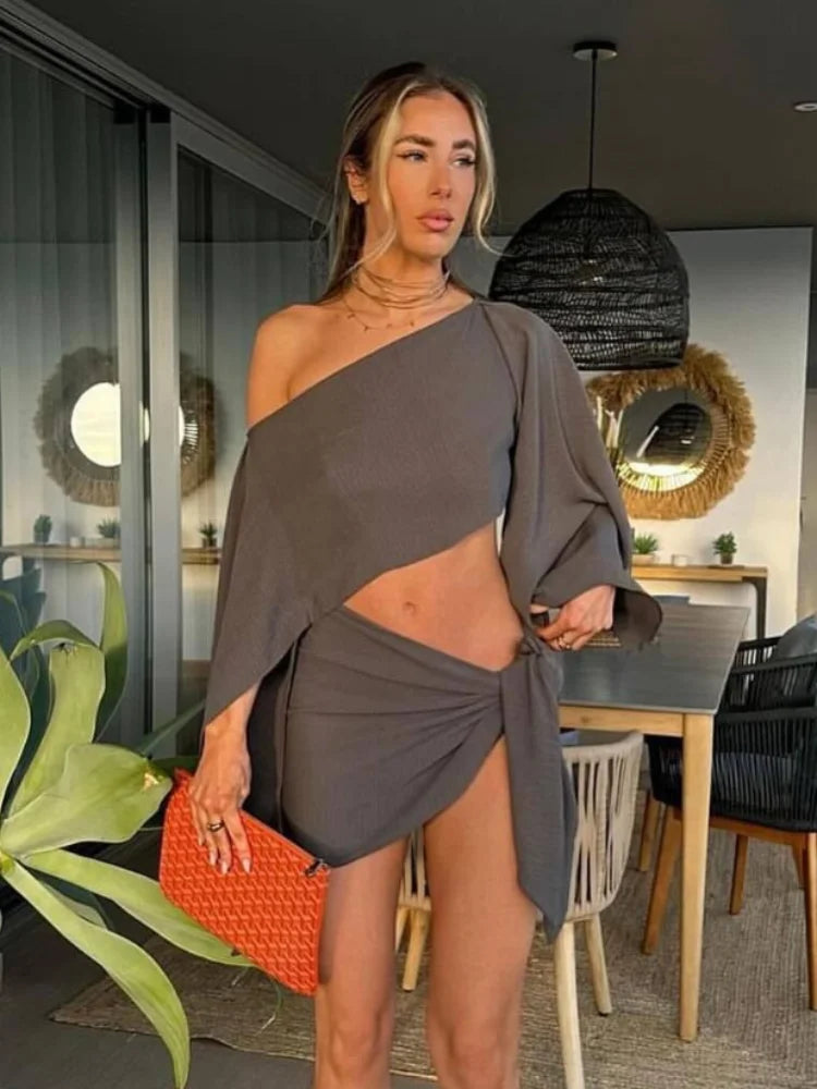 Damska letnia stylizacja – Elara-Szary-S-Trend Polska