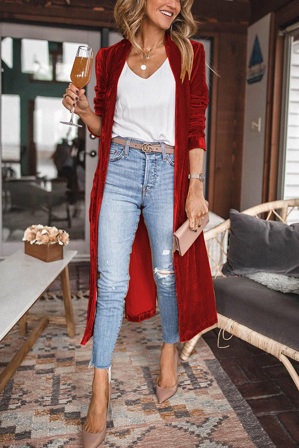 Damska stylowa zamszowa kimono - Isabella-Czerwony-S-Trend Polska