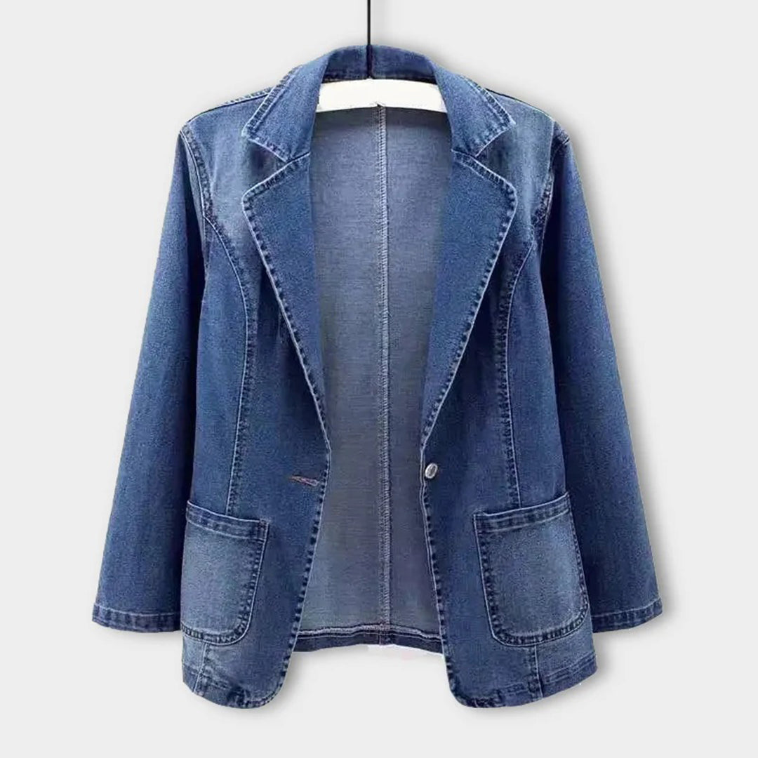 Damski jeansowy blazer z eleganckim krojem - Nora-S-Trend Polska