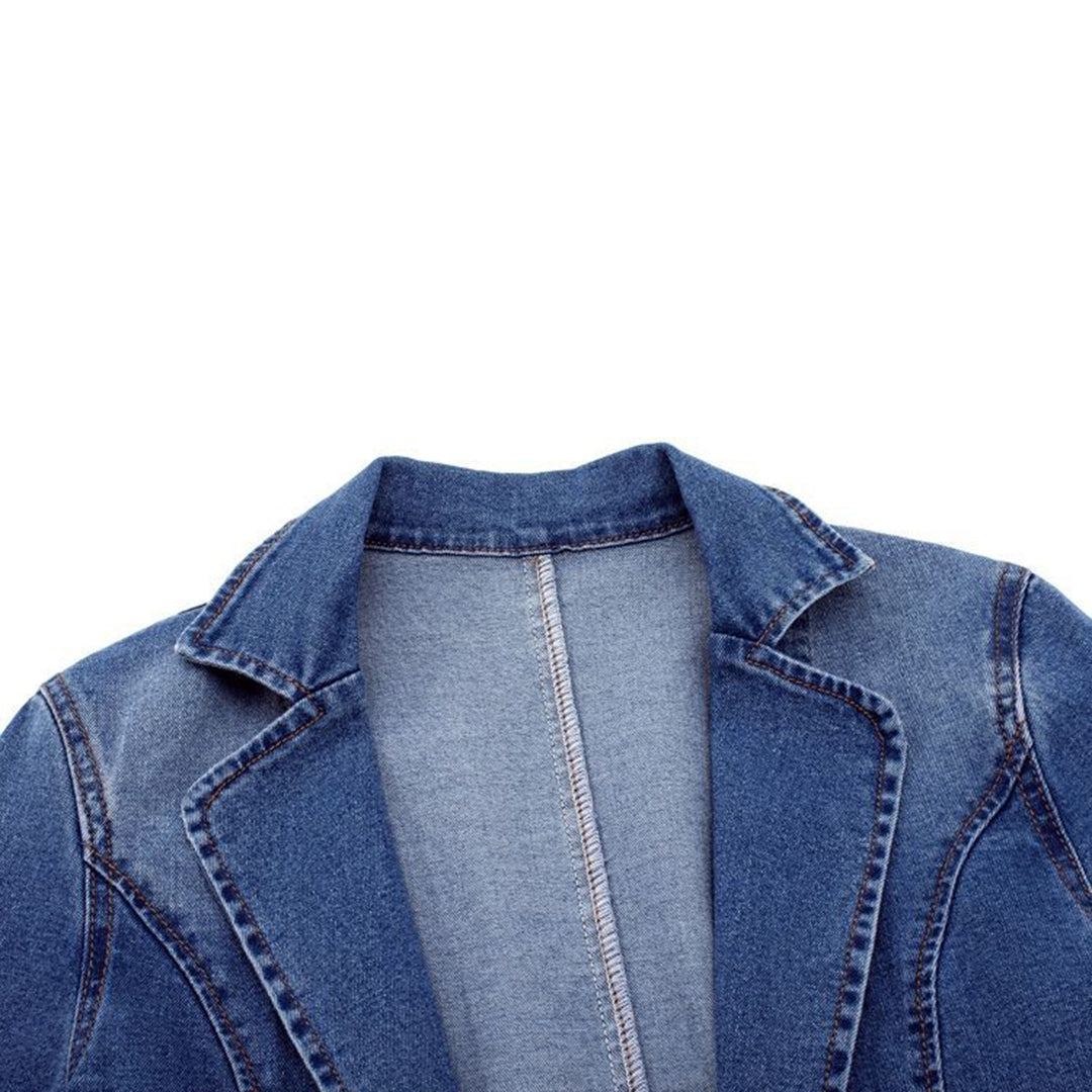 Damski jeansowy blazer z eleganckim krojem - Nora-S-Trend Polska