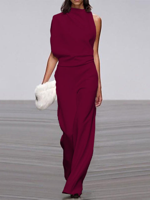 Damski Jumpsuit - Bea-Bordeaux czerwony-32-Trend Polska