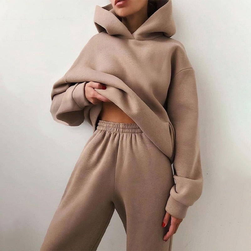 Damski oversize zestaw dresowy – Liv-Jasny brązowy-Trend Polska